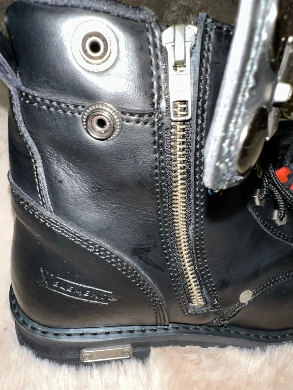 Xelement 1505 Men’s Black Leather Motorcycle Boots Side Zip Lace Up Biker Size 9